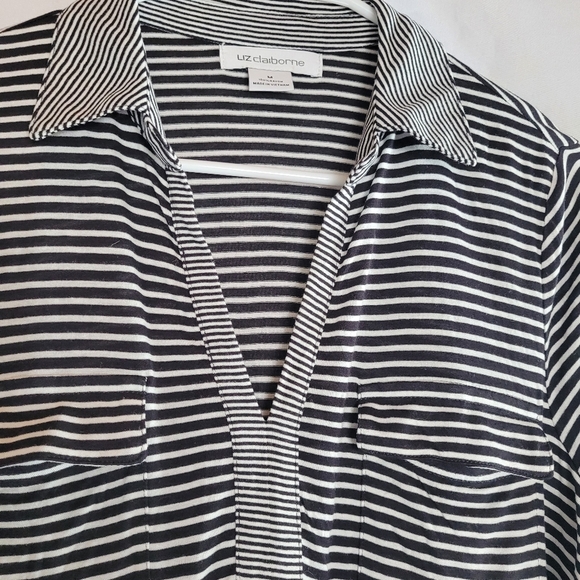 Liz Claiborne NWT Striped Rolltab Sleeve Vneck Tunic 100% Rayon Women's Size M - Picture 4 of 9